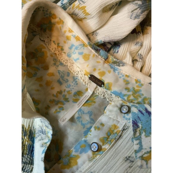 Free People Women’s S Hold On To Me Floral Long Sleeve Button Down Tunic Top - Picture 7 of 13